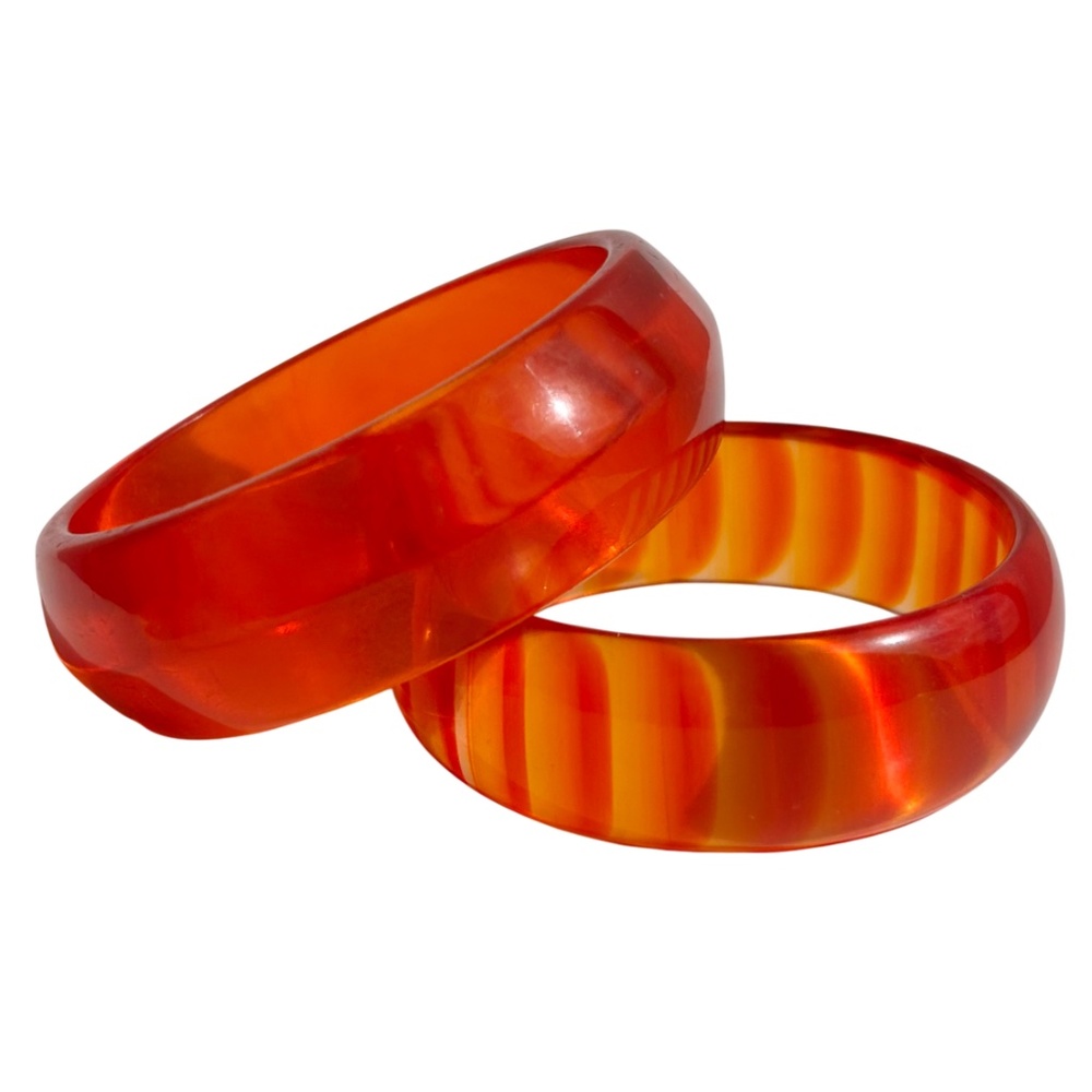 Two Vintage 60s Genuine Lucite Best Plastics Bangle Bracelets